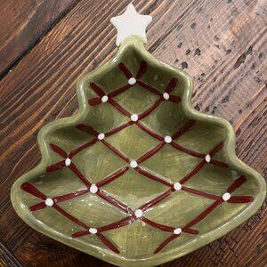 Pottery Barn Green Christmas Tree Dish